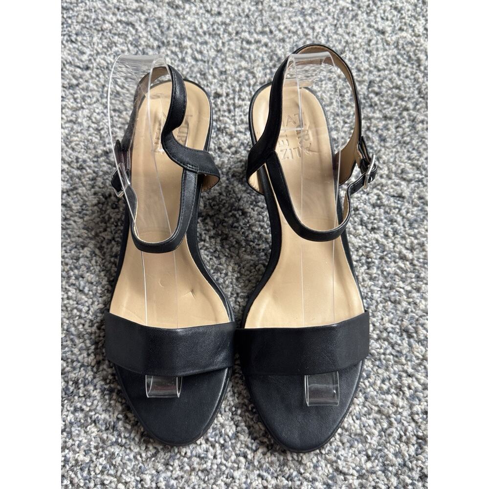 Naturalizer Bristol Black Block Heel Sandals Size 9.5 Minimalist Office Everyday
